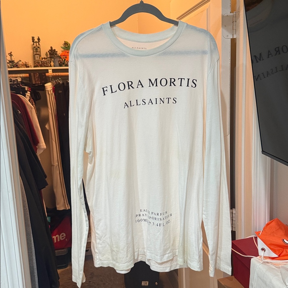 All Saints White Long Sleeve Tee